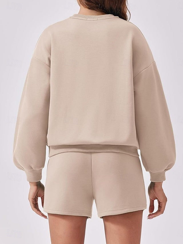 Women's Two Piece Sets Tracksuit Shorts Sets Long Sleeve