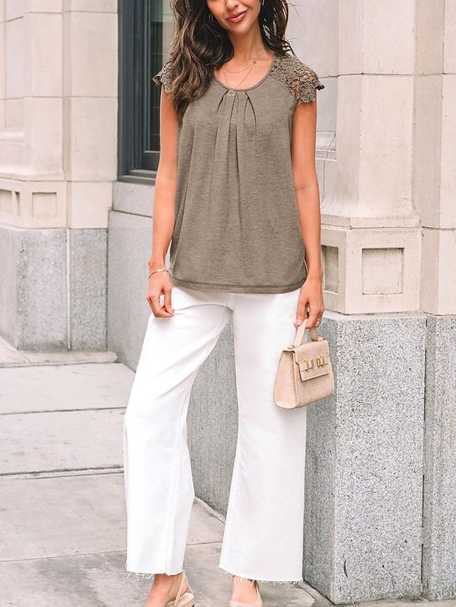 Women's T Shirt Solid Color Plain Fashion Stylish Classic