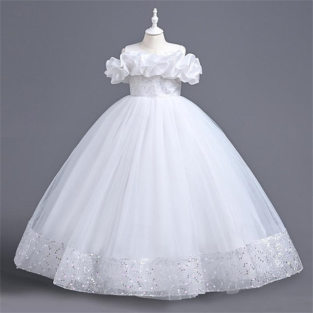 Girl Color Flower Girls' Solid 3D Party Dress