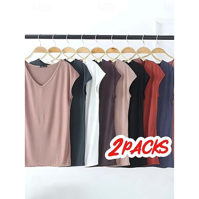 Women's Blouse Solid Color Stylish Casual Short Sleeve V