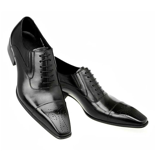 Cap Faux Men's Shoes Oxford Black - Leather Classic