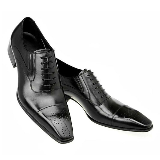 Cap Faux Men's Shoes Oxford Black - Leather Classic