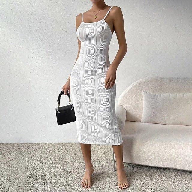 Women's Midi Dress White Dress Graduation Dress Slip Dress