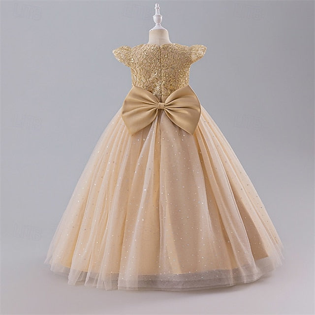 Flower Block Girl Party Color Girls' Dress Kids