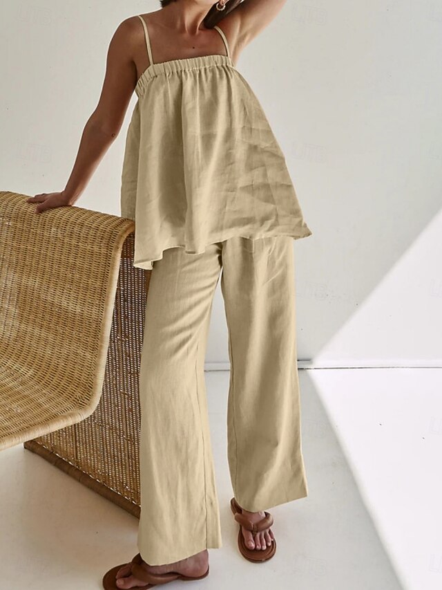 Women's Two Piece Sets Camisole Pants Sets Sleeveless Strap