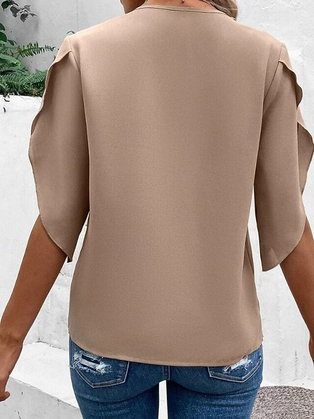 Women's Blouse Print Plain Active Casual 3/4 Length Sleeve