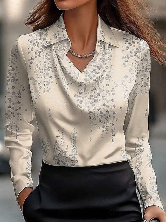 Women's Shirt Ruched Draped Graphic Geometric Elegant