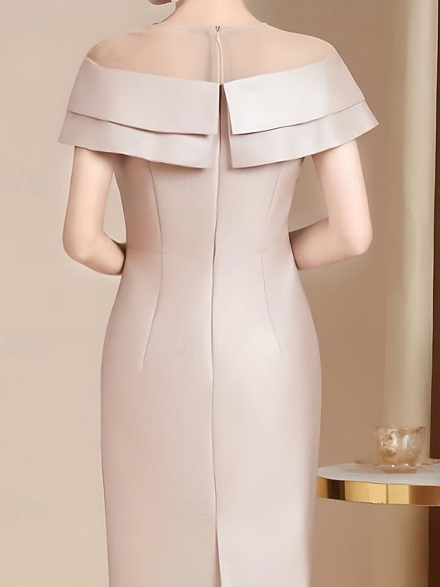 Elegant Dress the Bride Crew Length Mother Simple Tea Vintage of