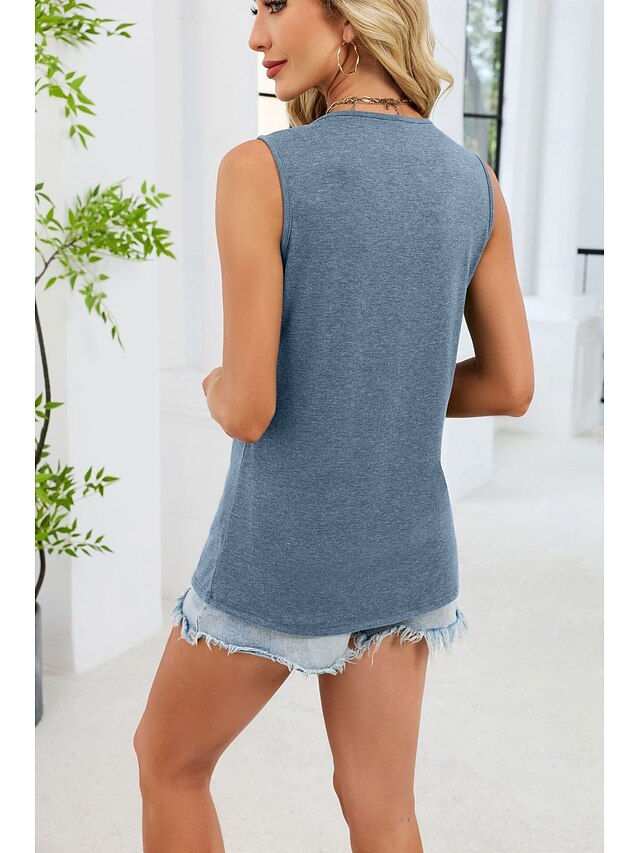 Women's Tank Top Plain Cozy Sleeveless V Neck Long Tops