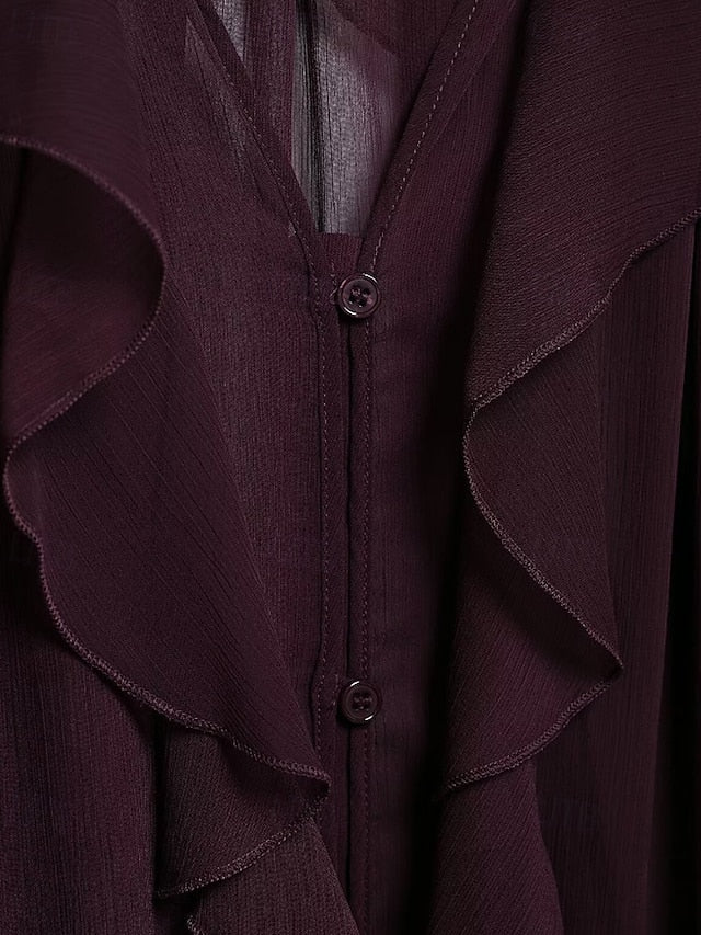 Women's Shirt Blouse Layered Plain Stylish Modern Long