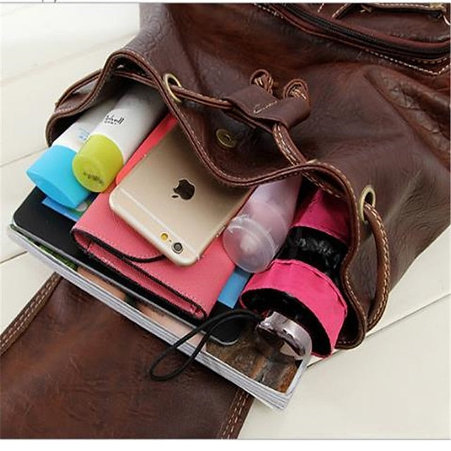 Women's with Backpack Vintage Leather Pockets Faux Multiple