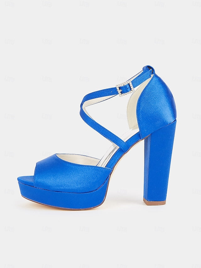 Satin High Heel and with Peep Women's Toe Platform Sandals