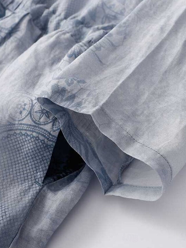 Women's Midi Dress Linen Blend Cotton Linen Dresses Linen