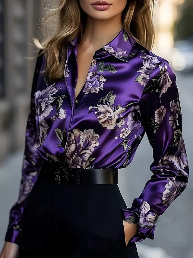 Women's Work Shirt Floral Graphic Elegant Stylish Casual
