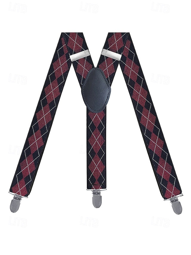 – Suspenders Classic Pattern Clip-On Argyle Men's