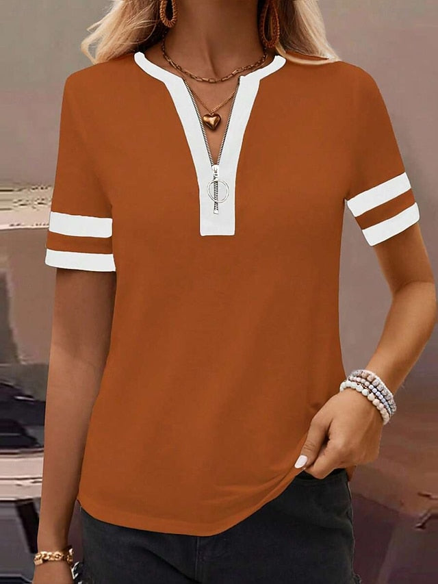 Women's T Shirt Plain Fashion Modern Casual Short Sleeve V
