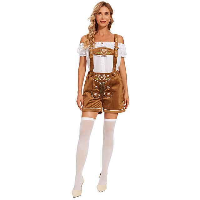 Couples Oktoberfest Beer Costume Blouse Shirt Lederhosen