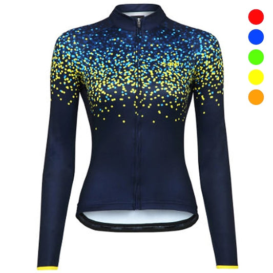 Women's Cycling Jersey Polka Dot Long Sleeve Bike Jersey