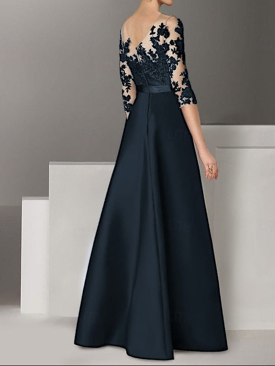 A-Line Sweep Brush Elegant Dress / Guest Evening Wedding Gown