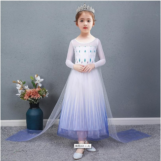 Elsa Cosplay Dress Movie Girl Flower Princess Girls'