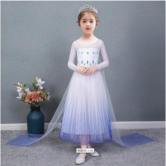 Elsa Cosplay Dress Movie Girl Flower Princess Girls'