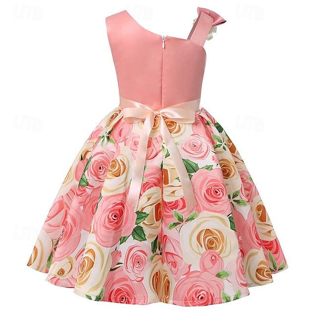 Girls' Easter Dress 3D Summer Sleeveless Flower Party