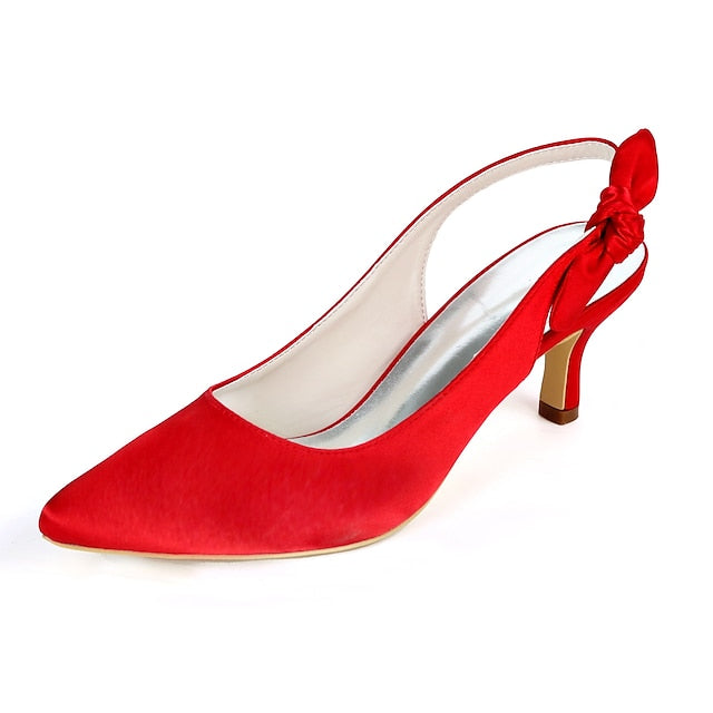 White Toe - Pointed Bow Tie for with Women Heels Slingback