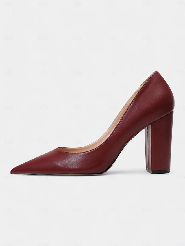 Heel Classic Block Pointed High Toe Heels Suede Women's |