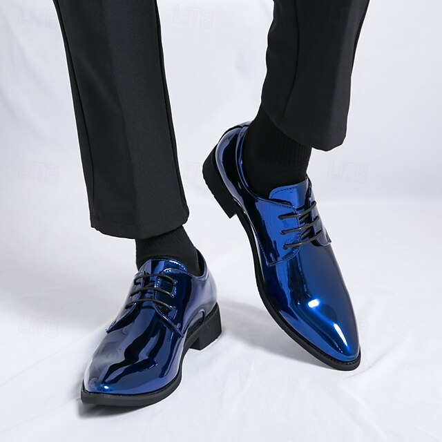 Lace-Up Formal Patent Men Shoes – for Glossy Leather Green