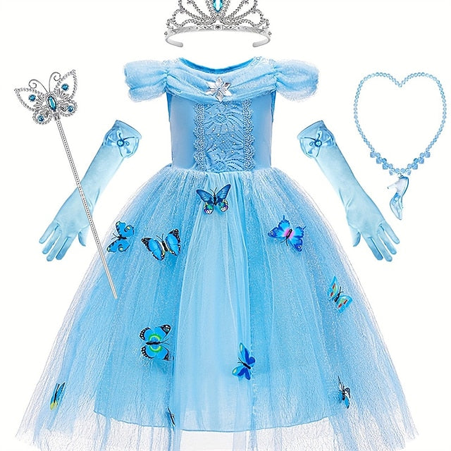Tulle Elsa Party Frozen Theme Princess Costume Flower Girl Dress