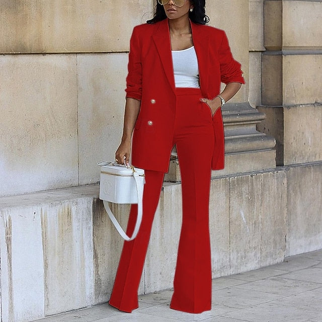 Women's Blazer Blazer Suits Wide Leg Pants Dress Pants