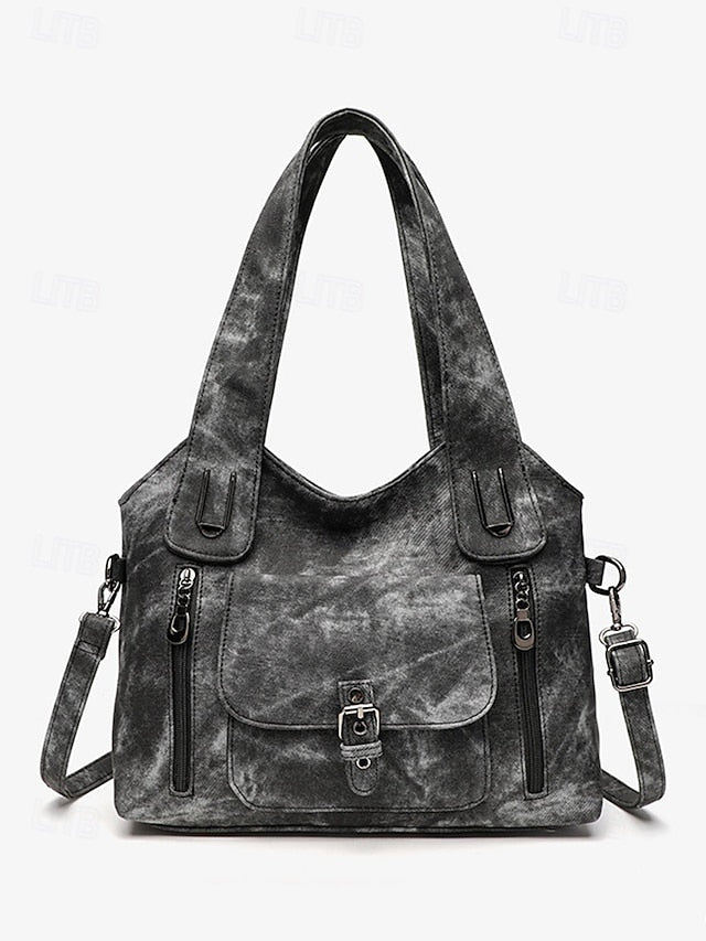 Women's Vintage Faux Leather Shoulder Tote Bag, Large