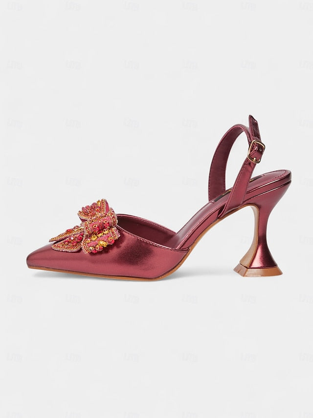 Pumps Slingback Gold - Metallic Toe Pointed High Women's