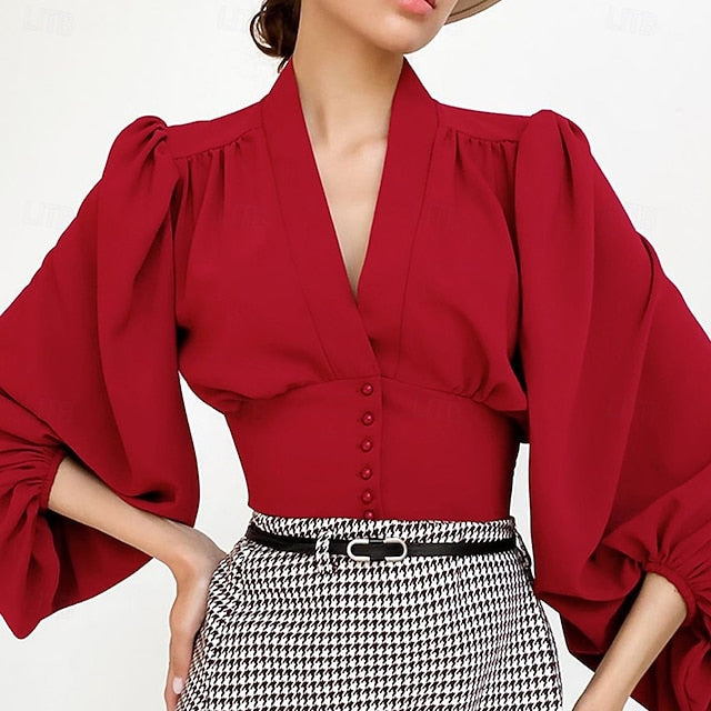 Women's Casual Shirt Button Up Shirt Blouse Tunic Buttons
