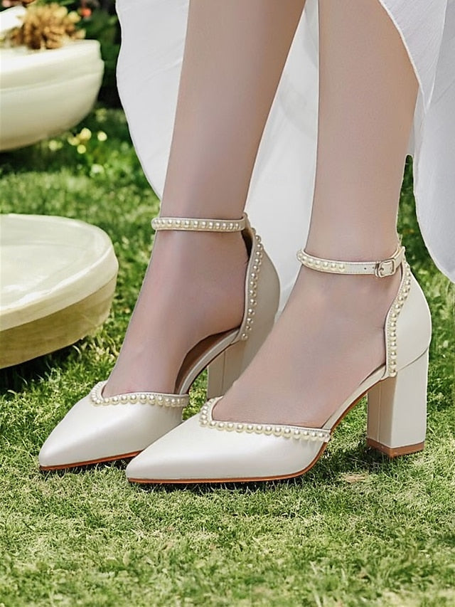 Heels Elegant Wedding Pearl-Embellished Women's