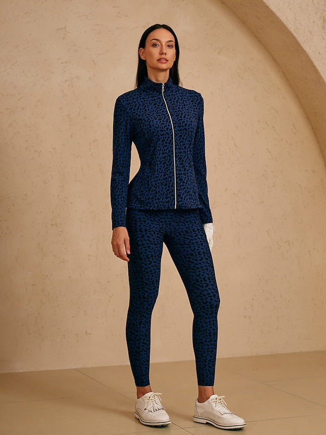 Women's Golf Jacket Navy Blue Long Sleeve Top Ladies Golf