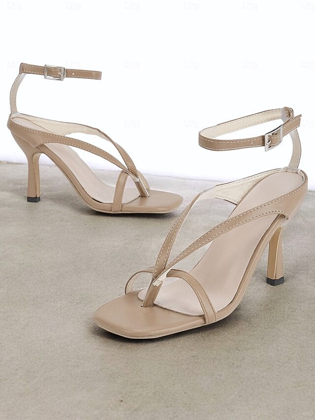 White Strappy Women's – Stiletto Sandals Elegant
