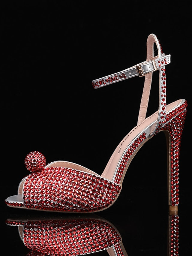 Sandals with Women's Heel Embellished Rhinestone Stiletto