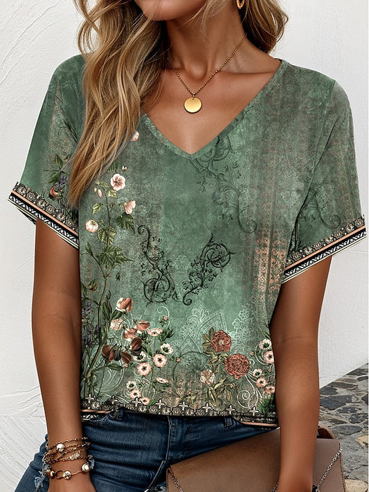 St. Patrick Women's T Shirt Print Ombre Floral Graphic