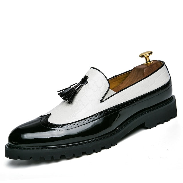 - Loafers Black Crocodile Red Pattern Men's and Stylish