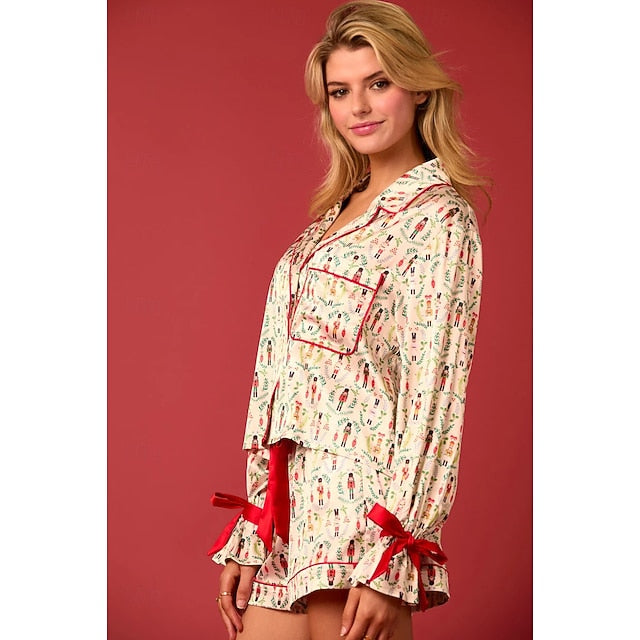 Santa Claus Sleepwear Pajamas Satin Pajama Women's Cosplay