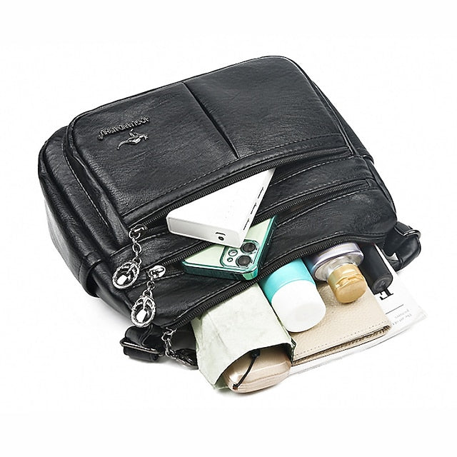 Shoulder Bag Multi-Pocket Faux Leather Crossbody Women's -