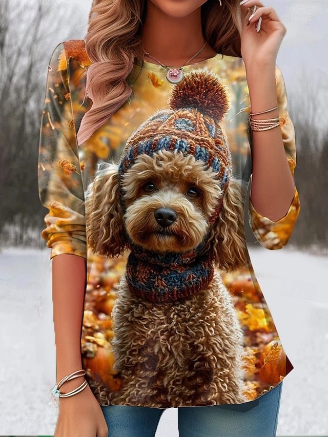 Women's T Shirt Graphic Animal Cat Vintage Cute Stylish