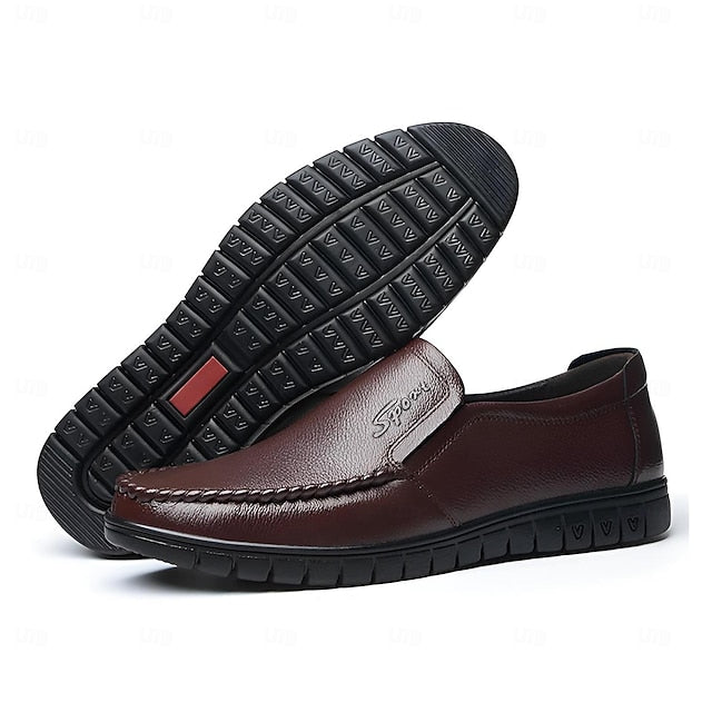 Decorative Men's Premium with Black Cowhide Slip-On Loafers