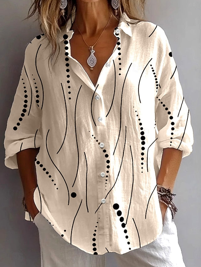 Women's Shirt Linen Like Breathable Lightweight Button Down