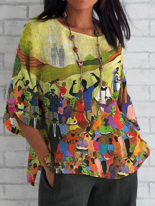 Women's Shirt Print Graphic Butterfly Color Gradient Daily