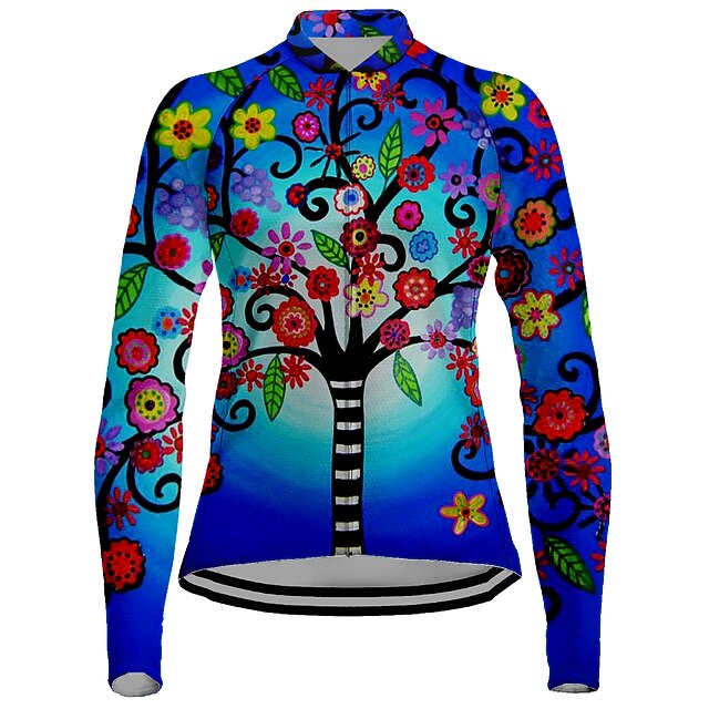 Women's Cycling Jersey Floral Botanical Long Sleeve Bike
