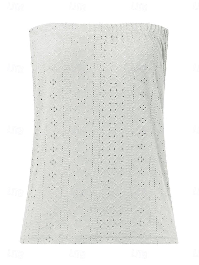 Women's Tubetop Eyelet Solid Color Daily Casual Sleeveless
