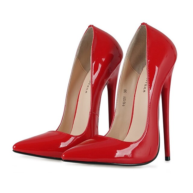 Women's Heels - Black Patent Stiletto Sexy Leather High