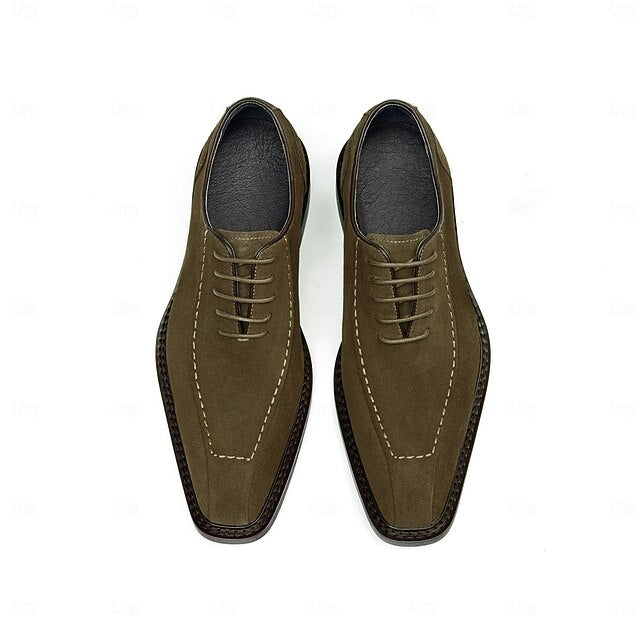 Leather Derby - Classic Cowhide Shoes Men's Genuine Suede